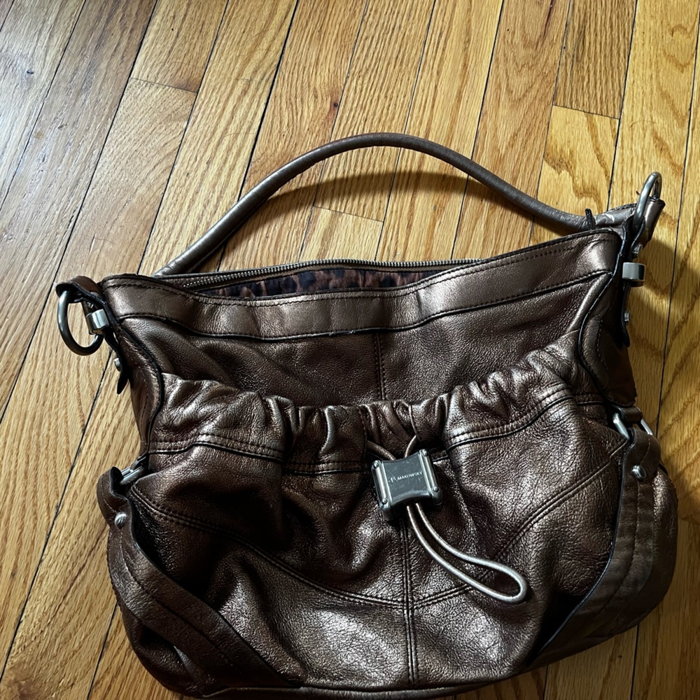 B. Makowsky Bronze Leather Shoulder Bag